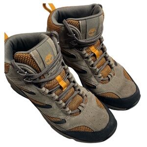 Timberland Hiking Boots Men's 9.5 Tan Leather & Mesh Mid Ankle Lace Up